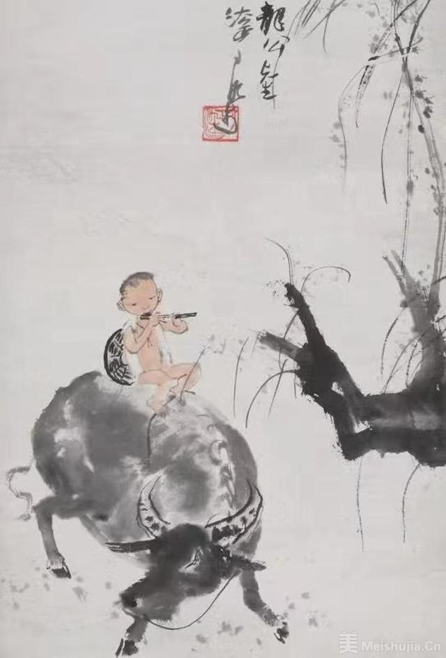 李可染《牧童牛背吹笛图轴》在辽博展出-曹州艺术网-菏泽最大的艺术门户网站